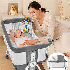 Madewell Living 4-in-1 bassinet overview showing versatile sleep options for newborns.