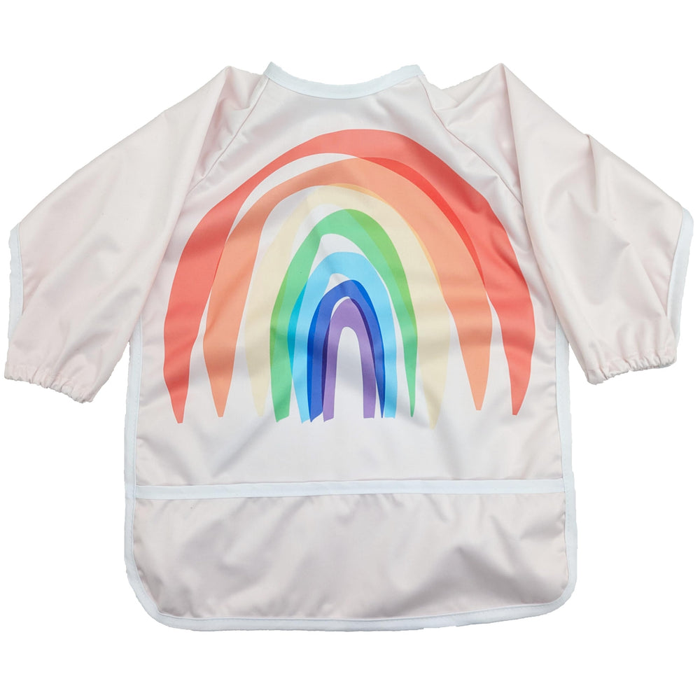Madrona Brands Happy Rainbow full-sleeve bib provides full coverage to protect clothing from spills.