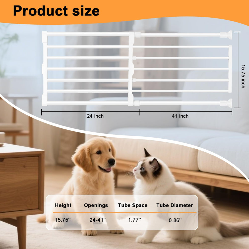 Maerd Short Dog Gate retractable length extended for wider doorways.
