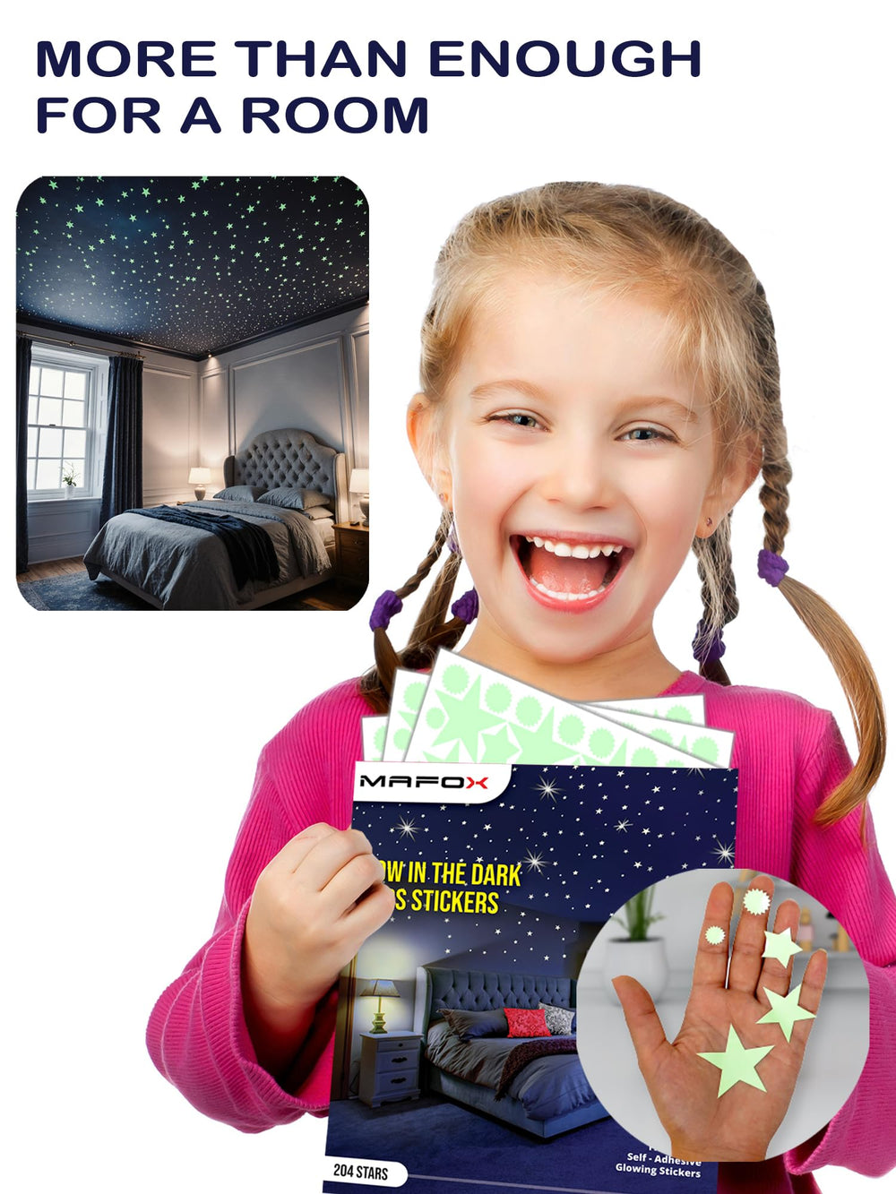 MAFOX glow-stars dots and stars are easy to apply on clean surfaces