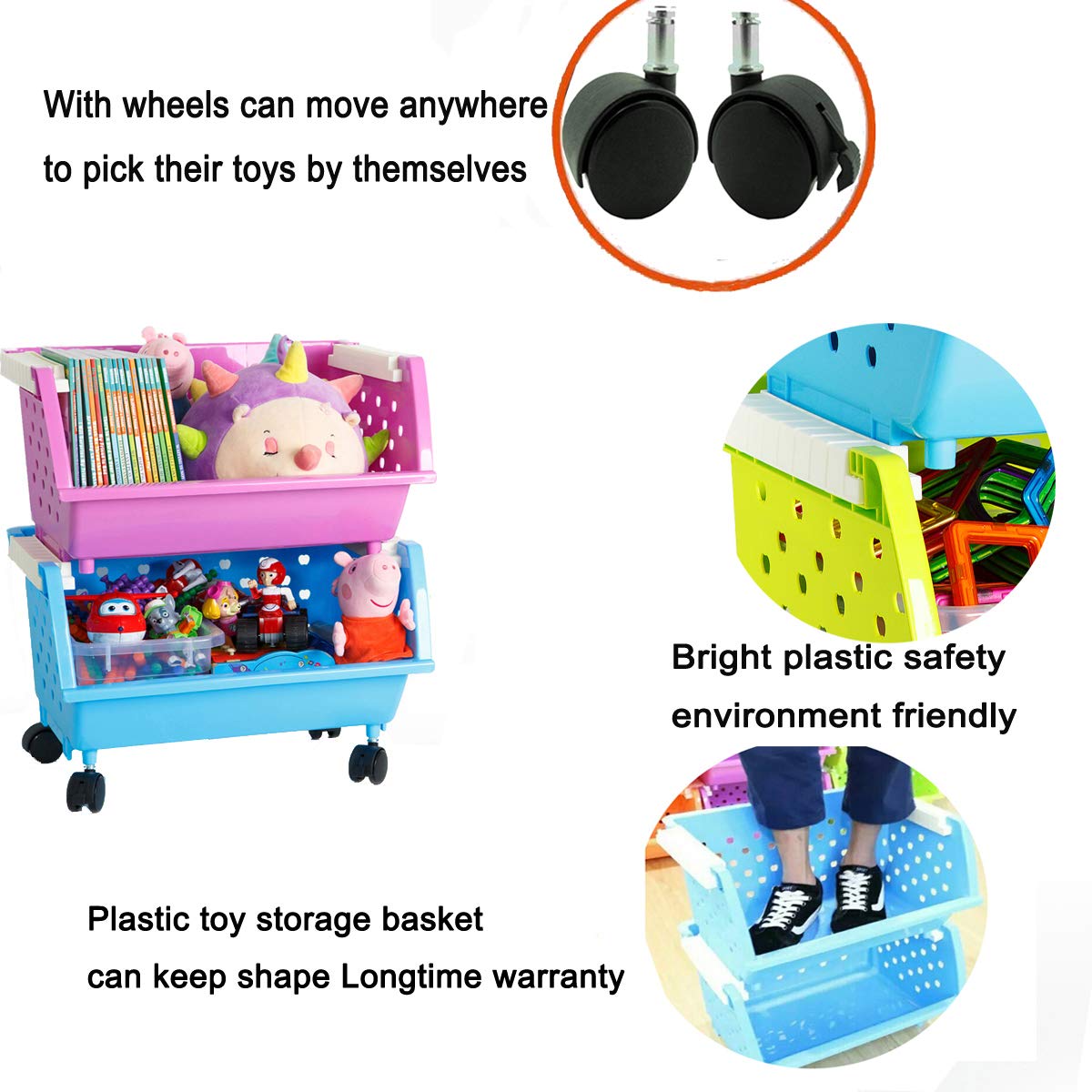 MAGDESIGNER Toy Organizer with Stackable Baskets keeps play area tidy