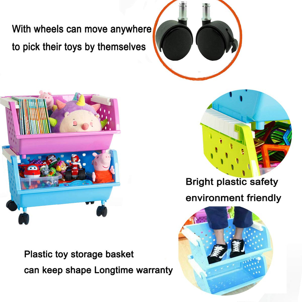 MAGDESIGNER Toy Organizer with Stackable Baskets keeps play area tidy