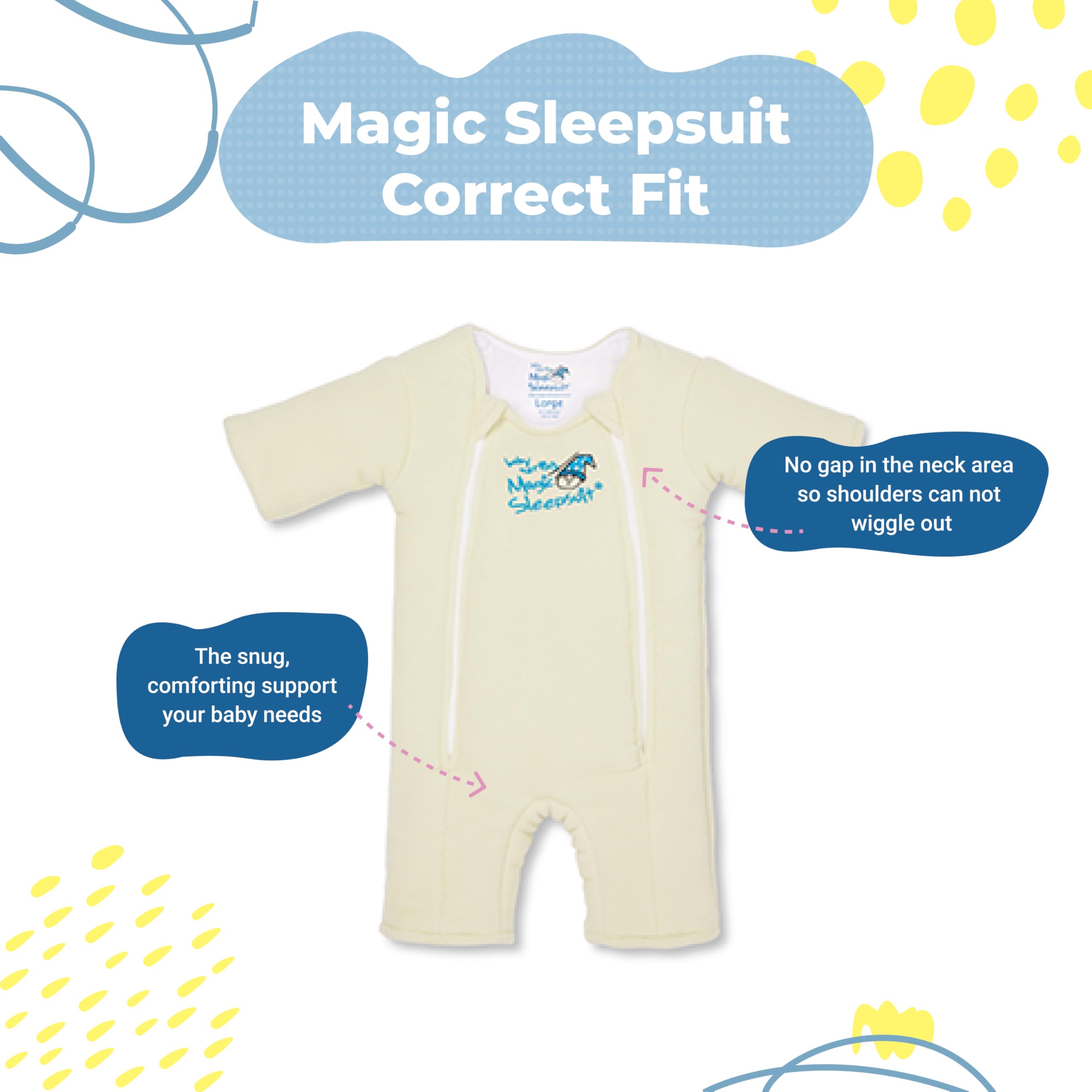 Magic Sleepsuit Merlin baby sleeping on back in crib