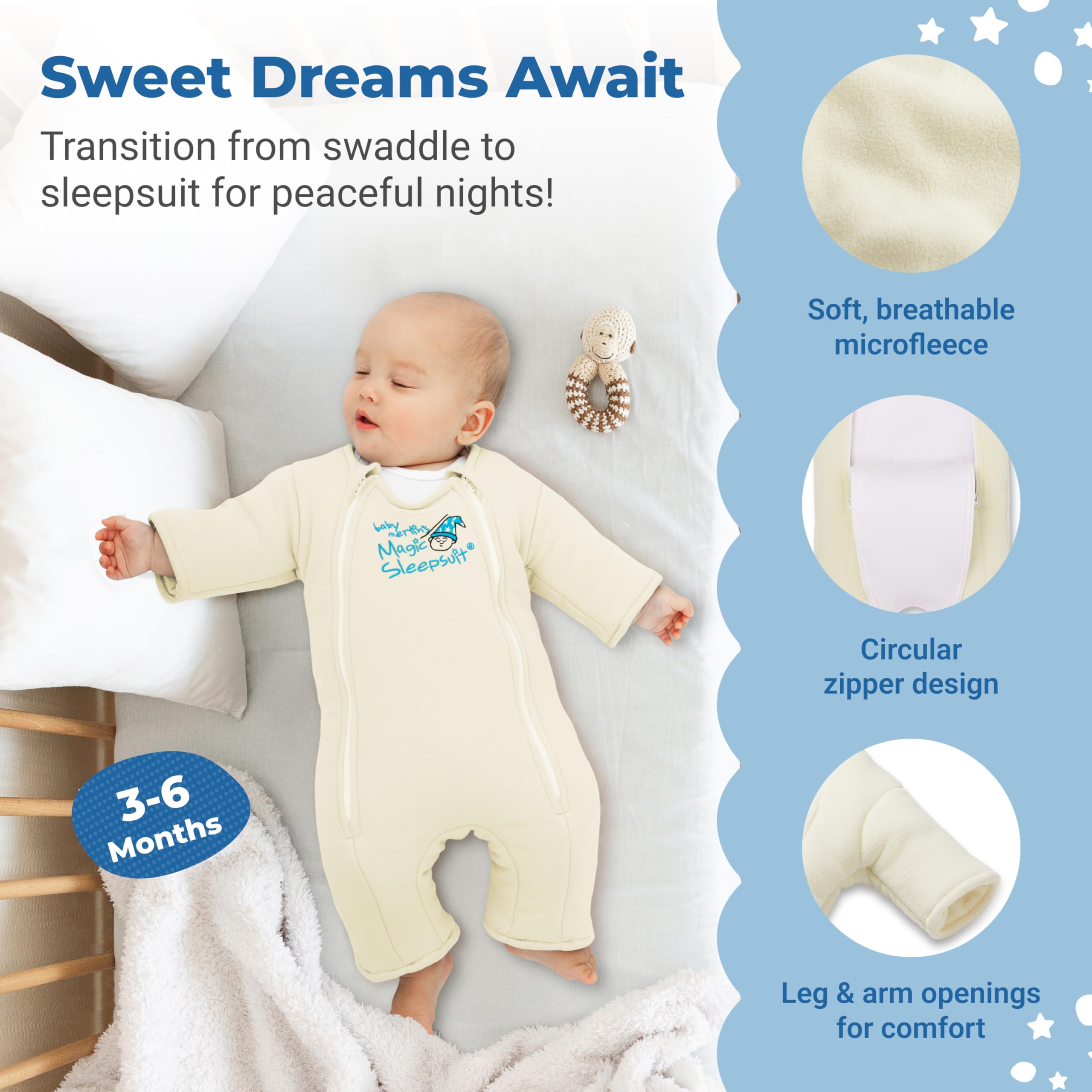 Magic Sleepsuit Merlin microfleece outer close-up showing soft texture