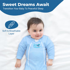 Magic Sleepsuit blue sleep sack closed zipper for easy diaper changes