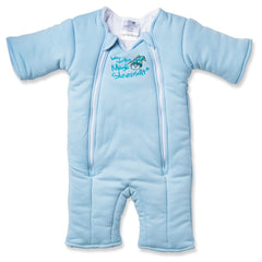 Magic Sleepsuit blue back-sleep view shows secure transition for calmer naps.