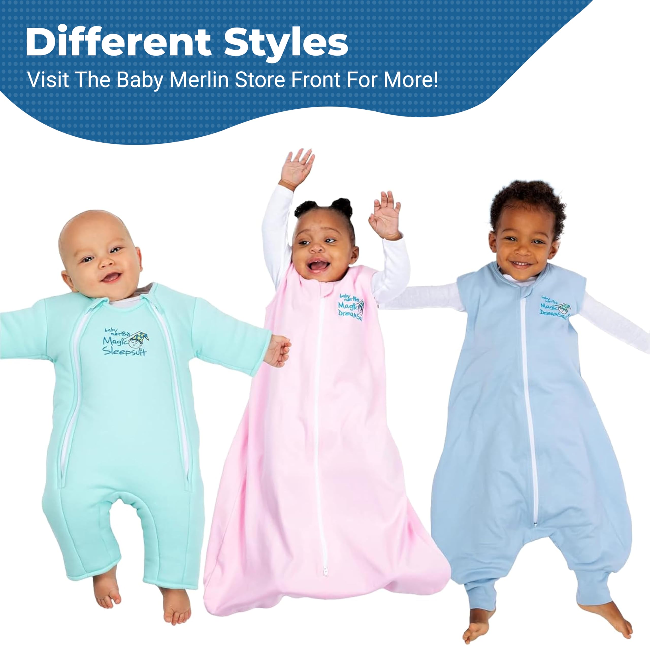 Magic Sleepsuit Baby Merlin's sleep sack on baby demonstrates cozy wrap