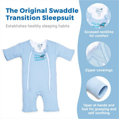 Magic Sleepsuit blue-inner-jersey-cotton offers gentle touch against baby skin.