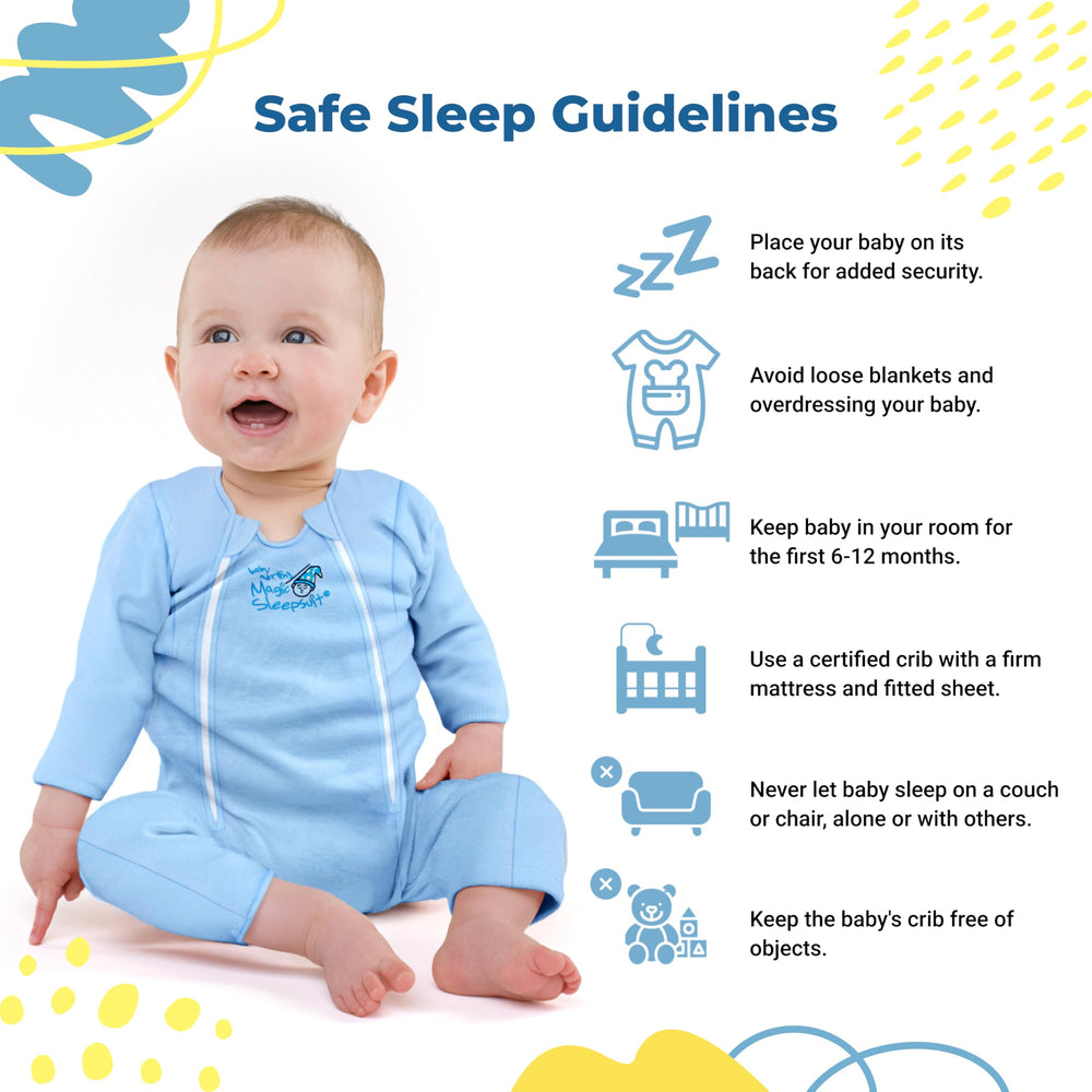 Magic Sleepsuit blue sleep sack in use for bedtime routine
