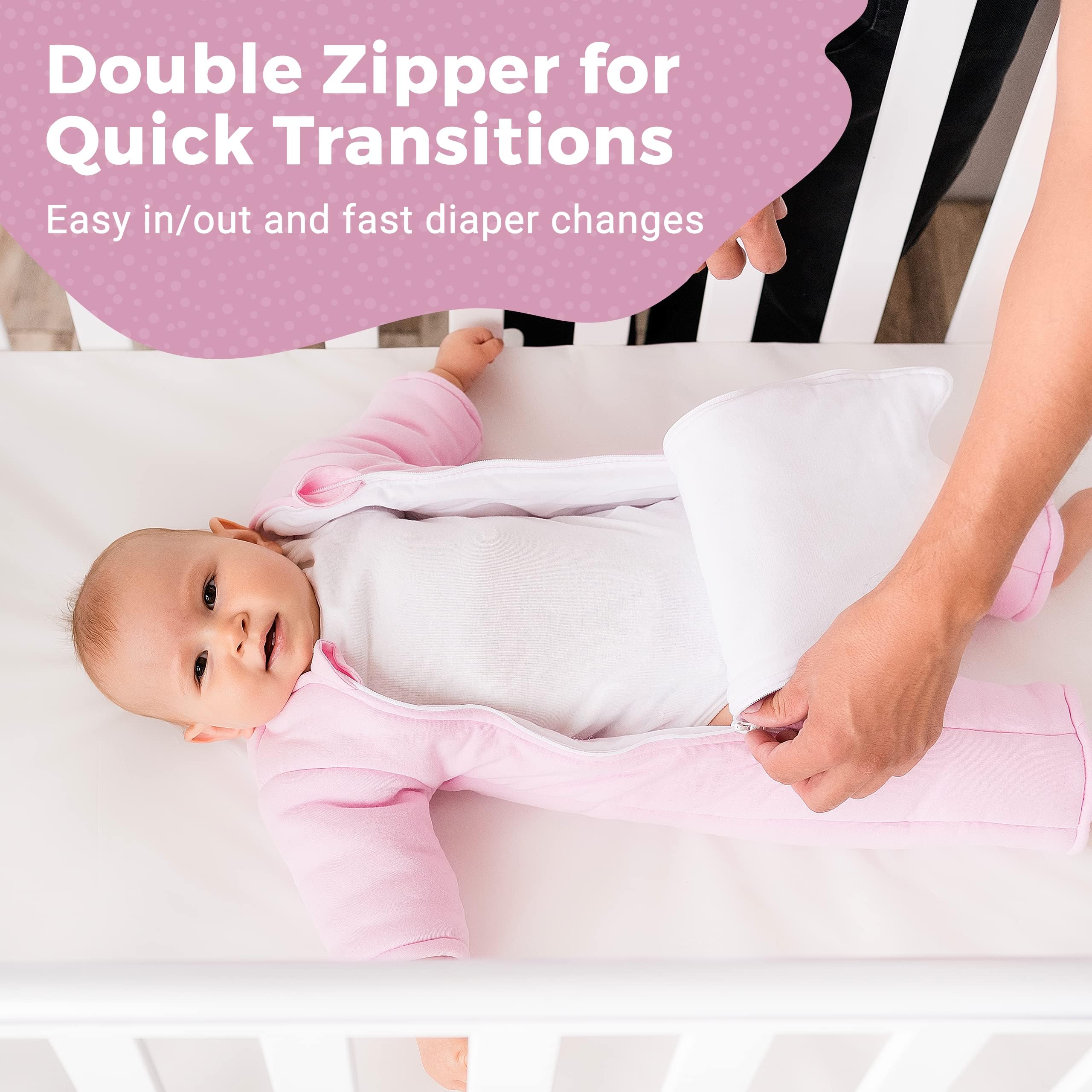 Magic Sleepsuit blue-snug-fit calms startle and promotes easier bedtimes.