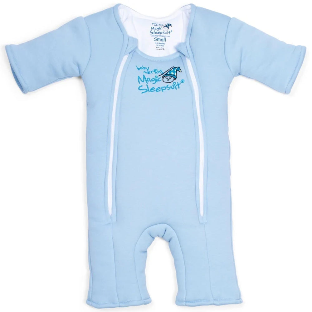 Magic Sleepsuit Merlin's cotton swaddle transition shows back-sleep support for calm naps