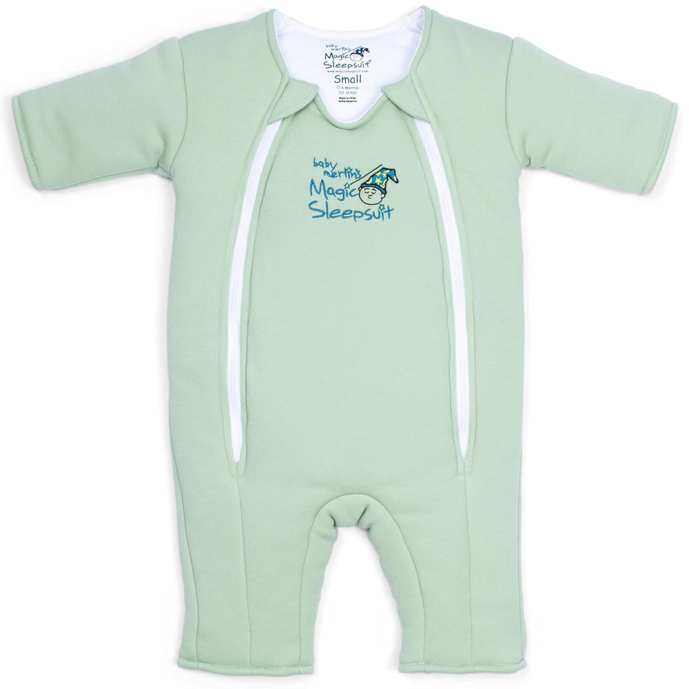 Magic Sleepsuit Merlin's Cotton swaddle transition front view shows snug support for 3–6 month olds.