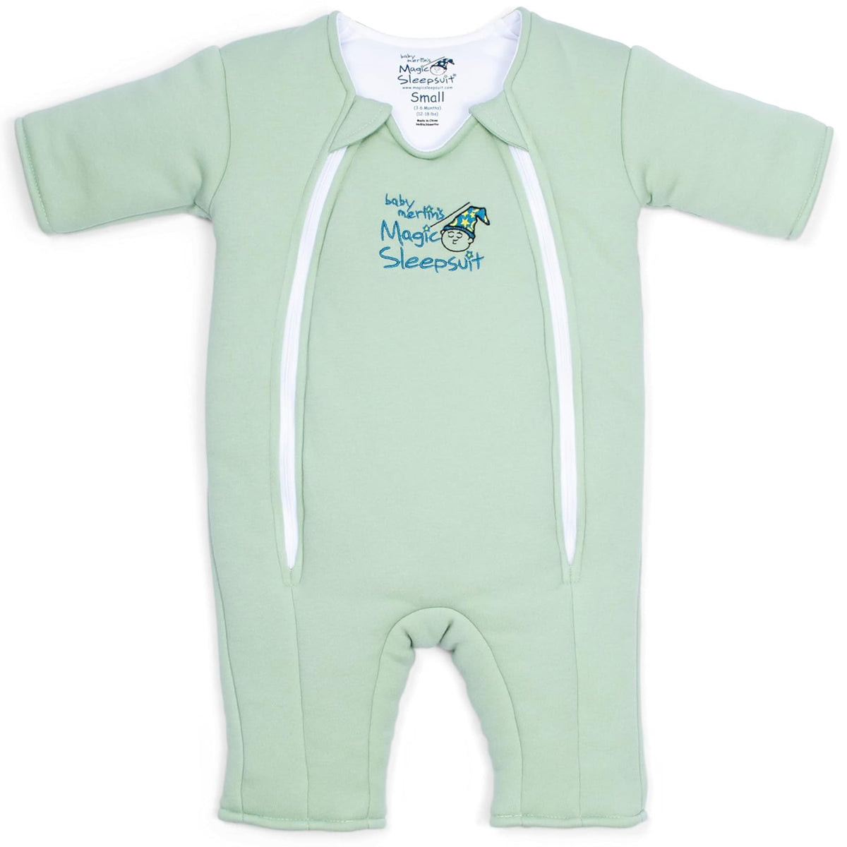 Magic Sleepsuit Merlin's Cotton swaddle transition front view shows snug support for 3–6 month olds.