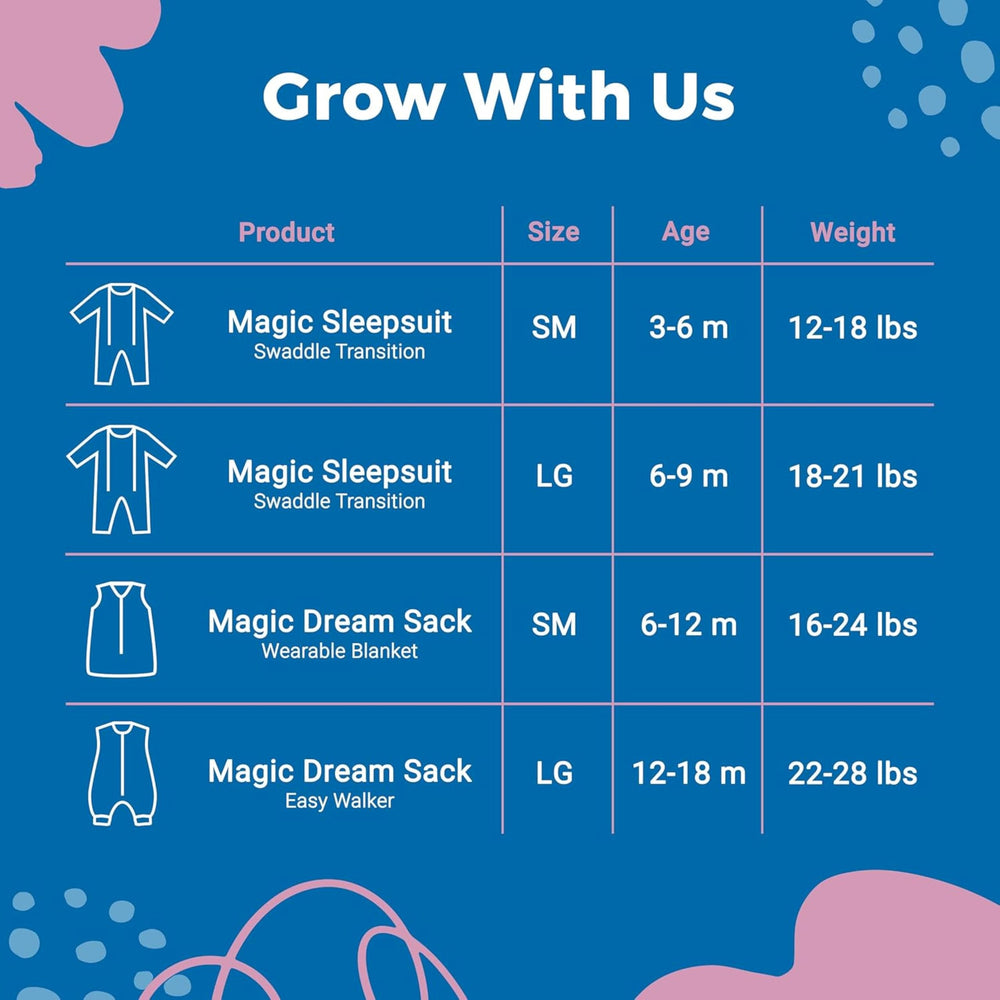 Magic Sleepsuit Merlin's 3-6 months size note for early transition.