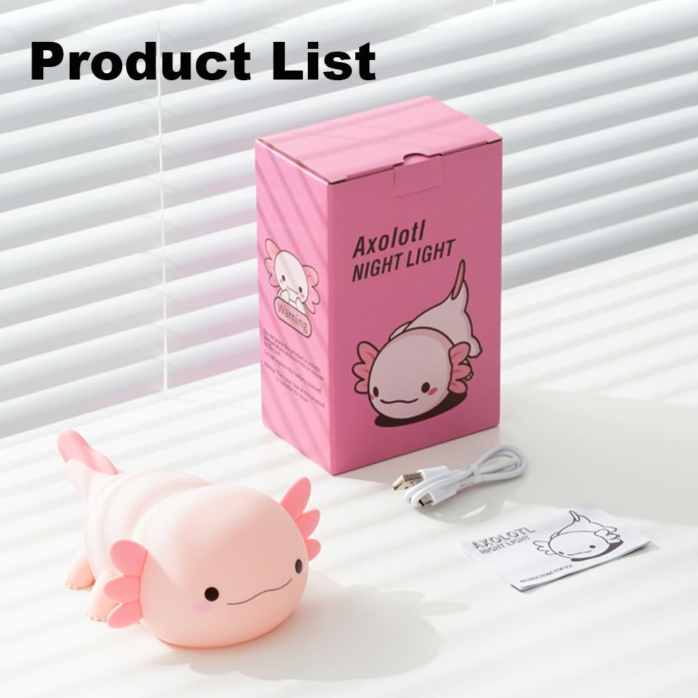 Magical JD pink axolotl night light doubles as a comforting toy