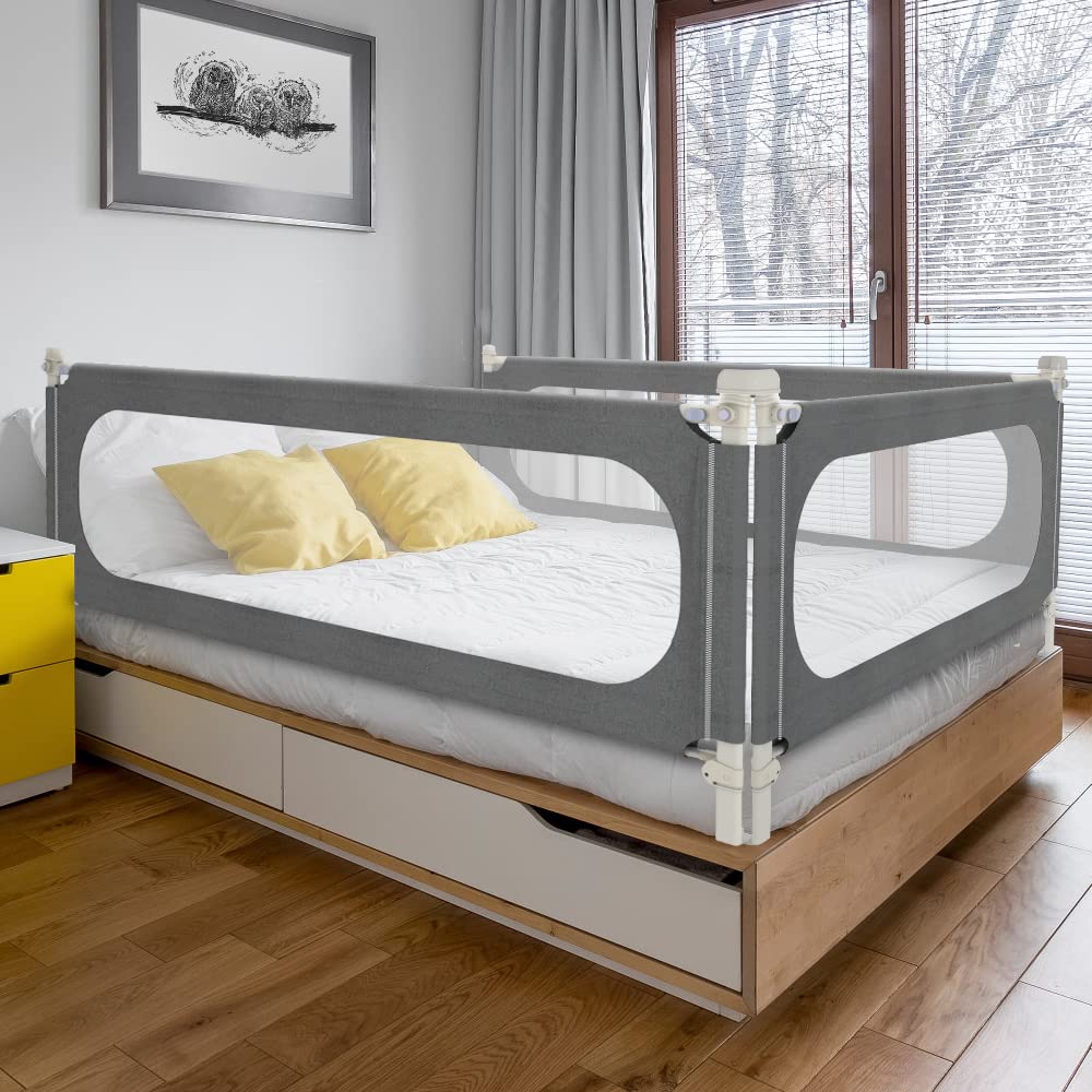 MagicFox bed rail toddler guard rail positioned at bed edge for extra protection