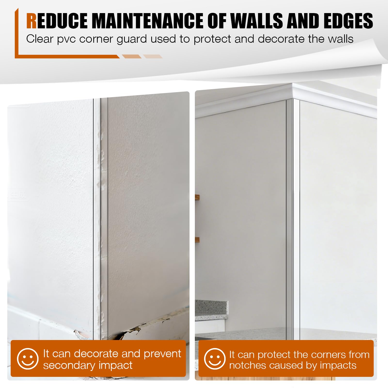 Transparent strip along cabinet edge maintains clean lines.