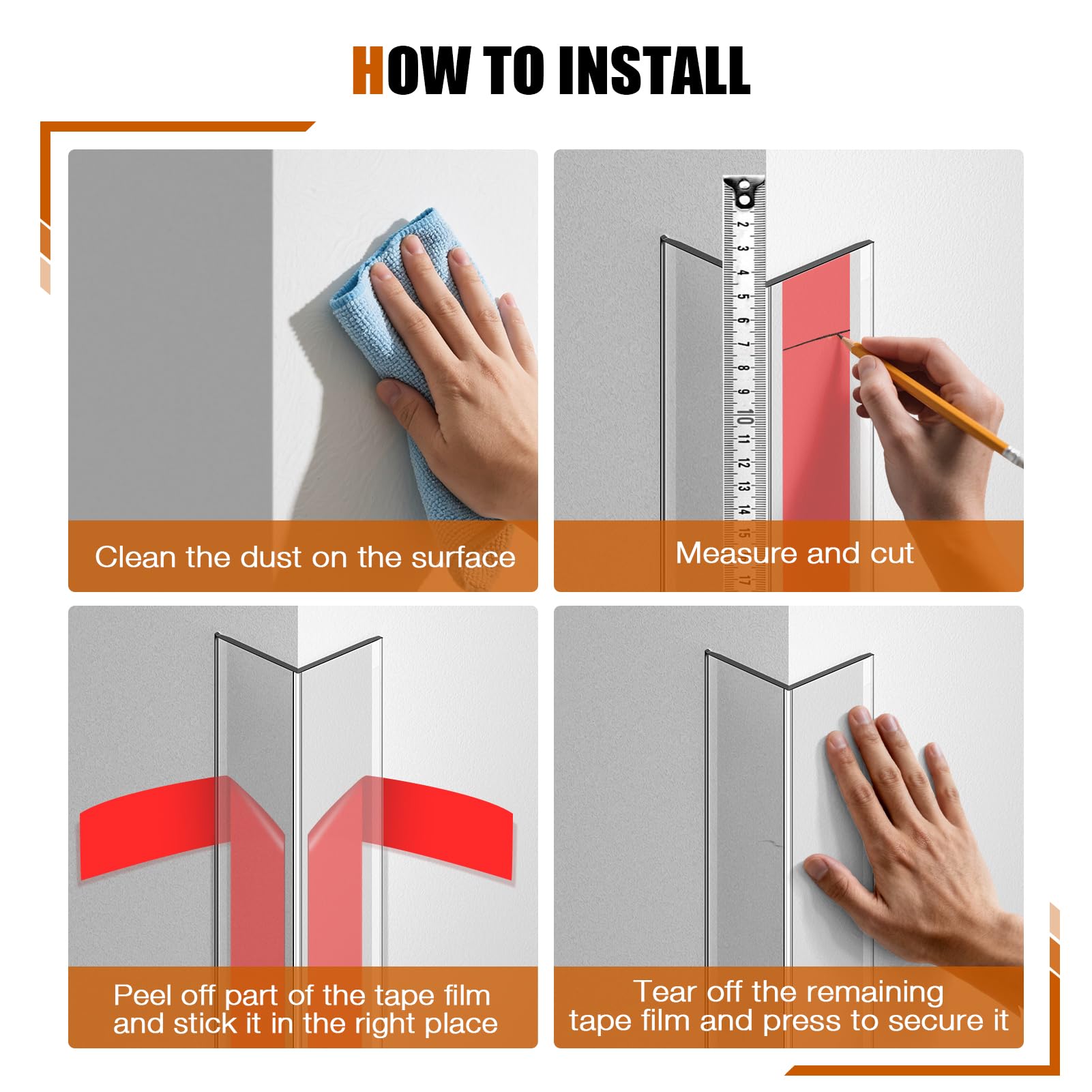 Suitable for tiles, drywall, glass, baseboards, desks, and cabinets.
