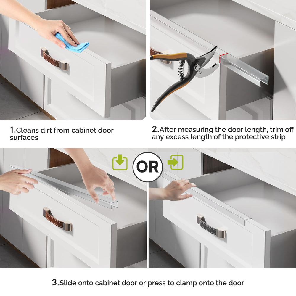 Magicheap Snugly Fit drawer-front edge protector in-use, prevents chipping on furniture.