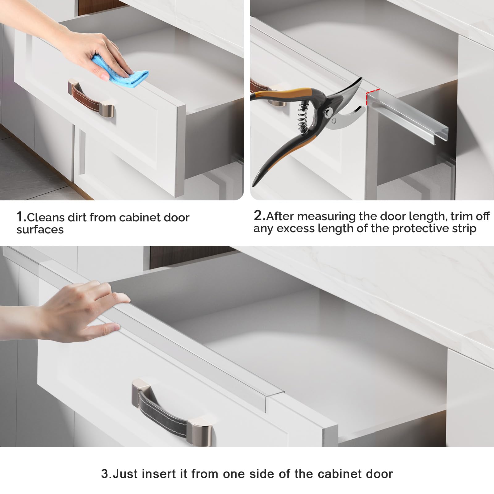 Magicheap Snugly Fit edge protector on drawer fronts guards wear and water drips.
