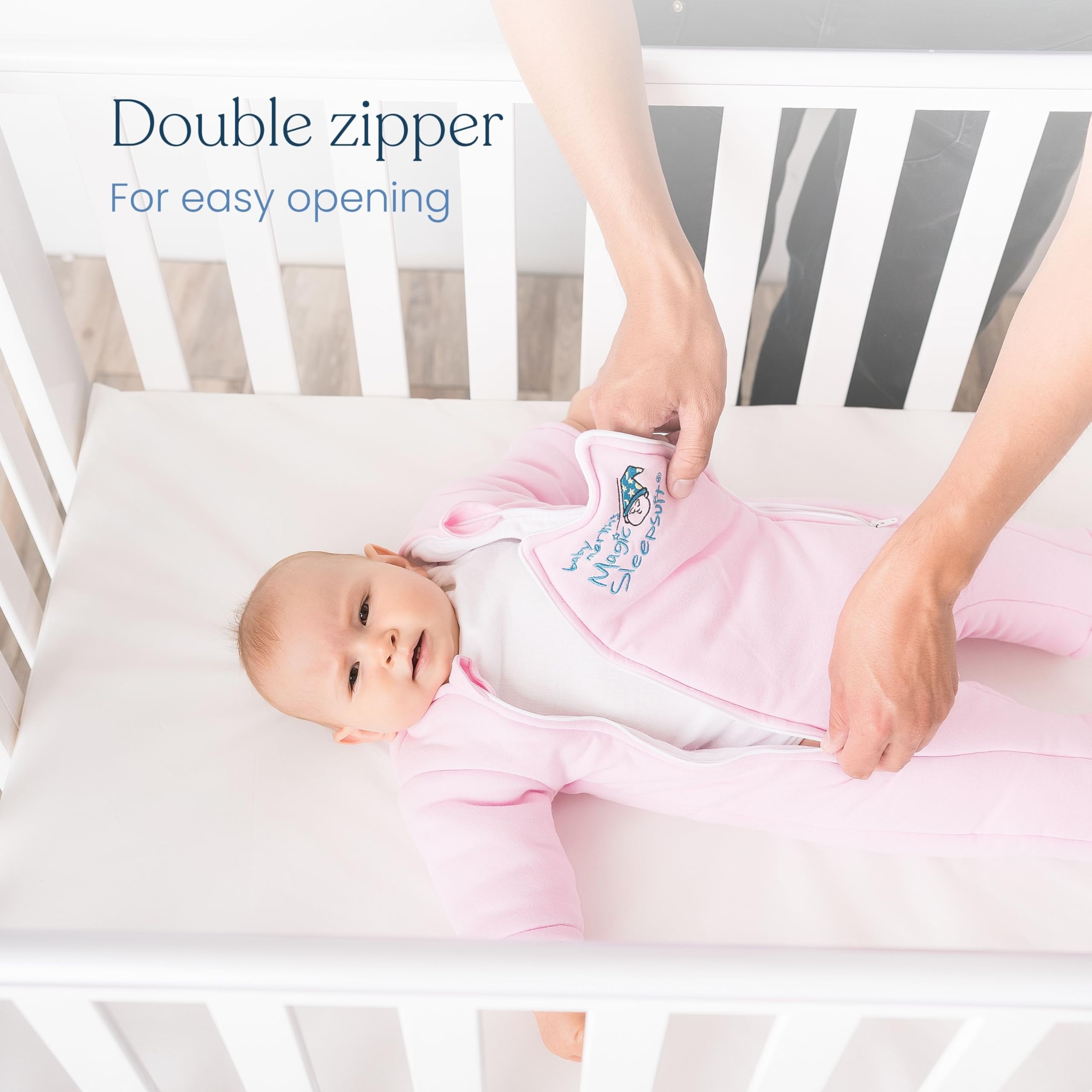 Magic Sleepsuit Merlin's Cotton Swaddle Transition sage green bamboo blend fabric feels soft and breathable.