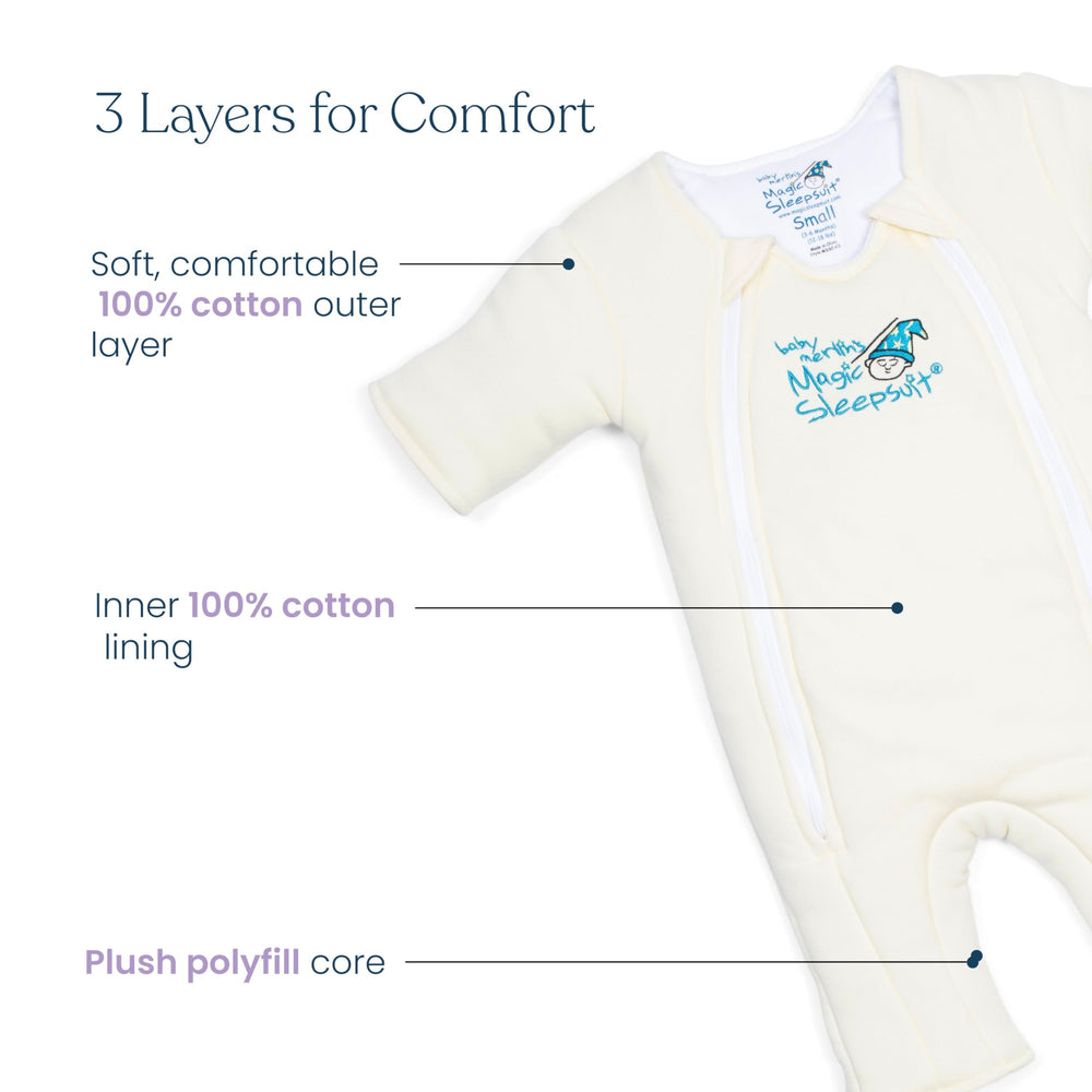 Magic Sleepsuit Merlin's Cotton Swaddle Transition sage green double zippers enable convenient diaper changes.