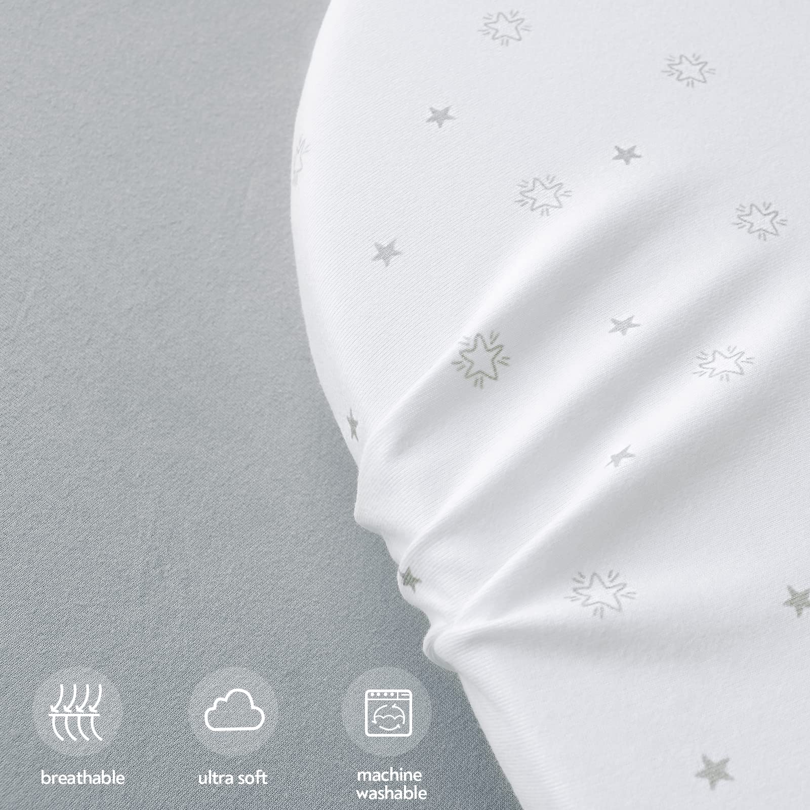 Close-up of Magik & Kover sheet showing 25x36 fit coverage for playards