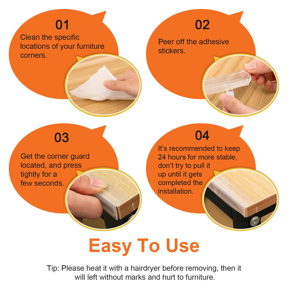 Magluv edge-protector applied on desk and table for kid-safe corners