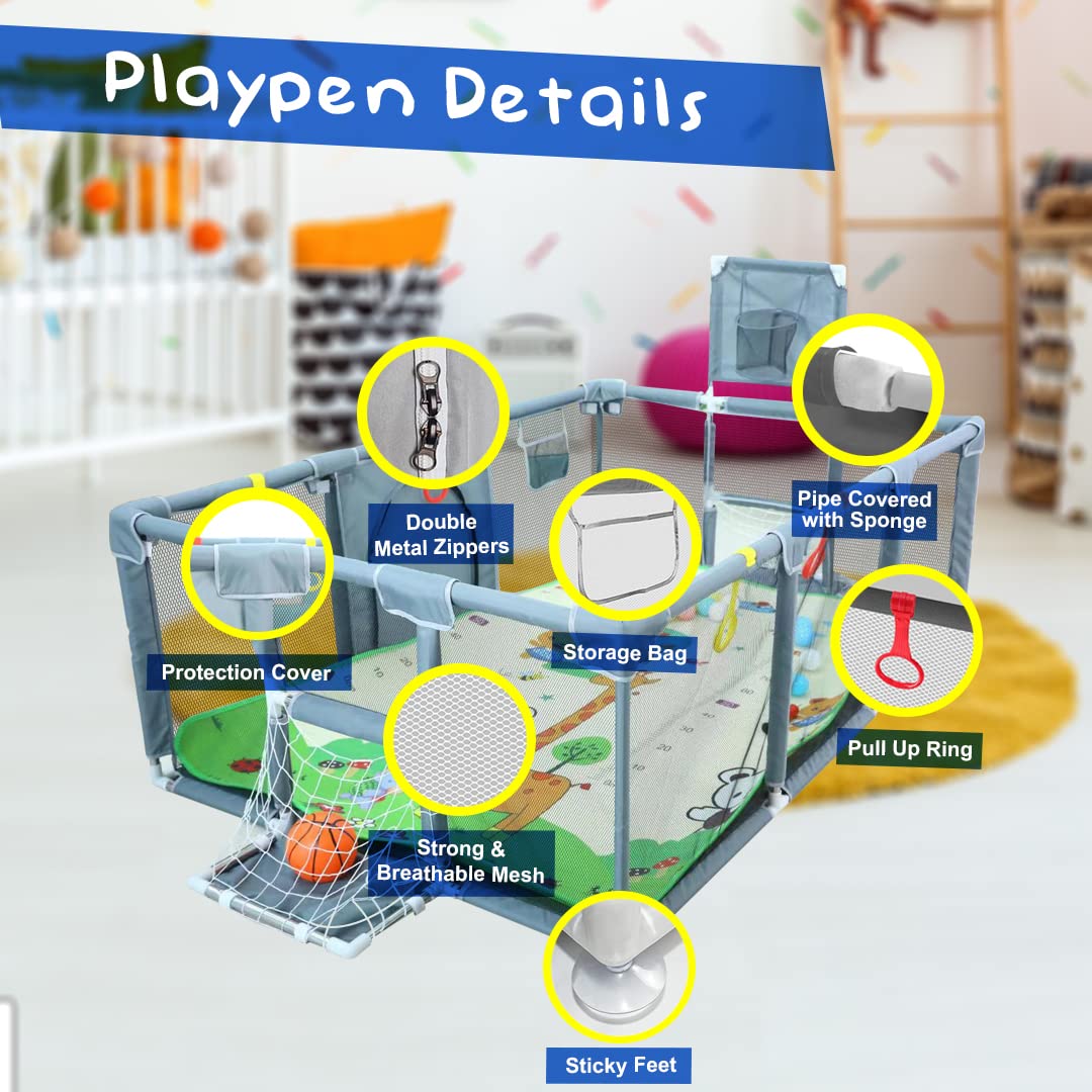 Magnelogy playpen zipper soccer net focuses on secure play area without pipe setup.