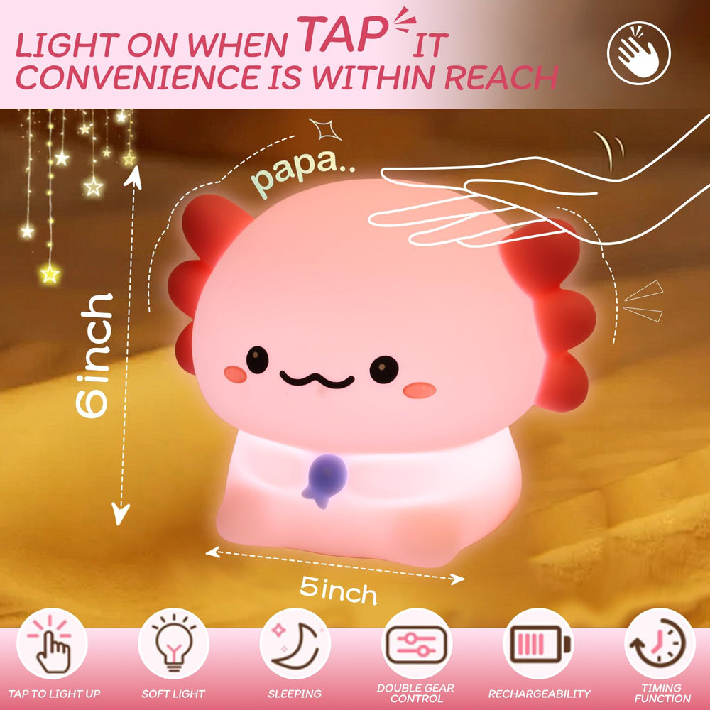 MAGOHMT Axolotl Night Light auto-off timer feature for easy evenings