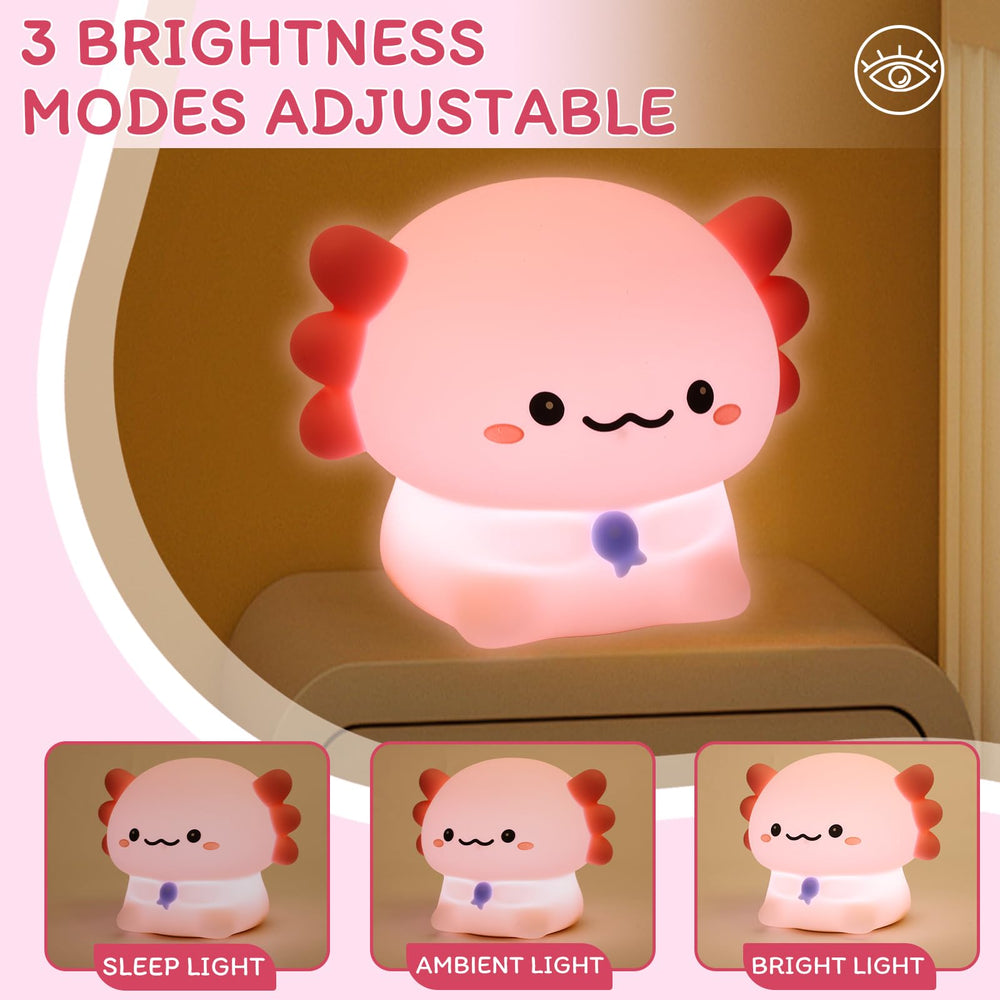 MAGOHMT Axolotl Night Light brightness modes provide diaper-change-ready illumination