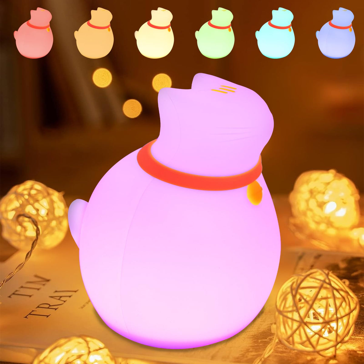 MAGOHMT cat night light color change in a soft, cozy glow.