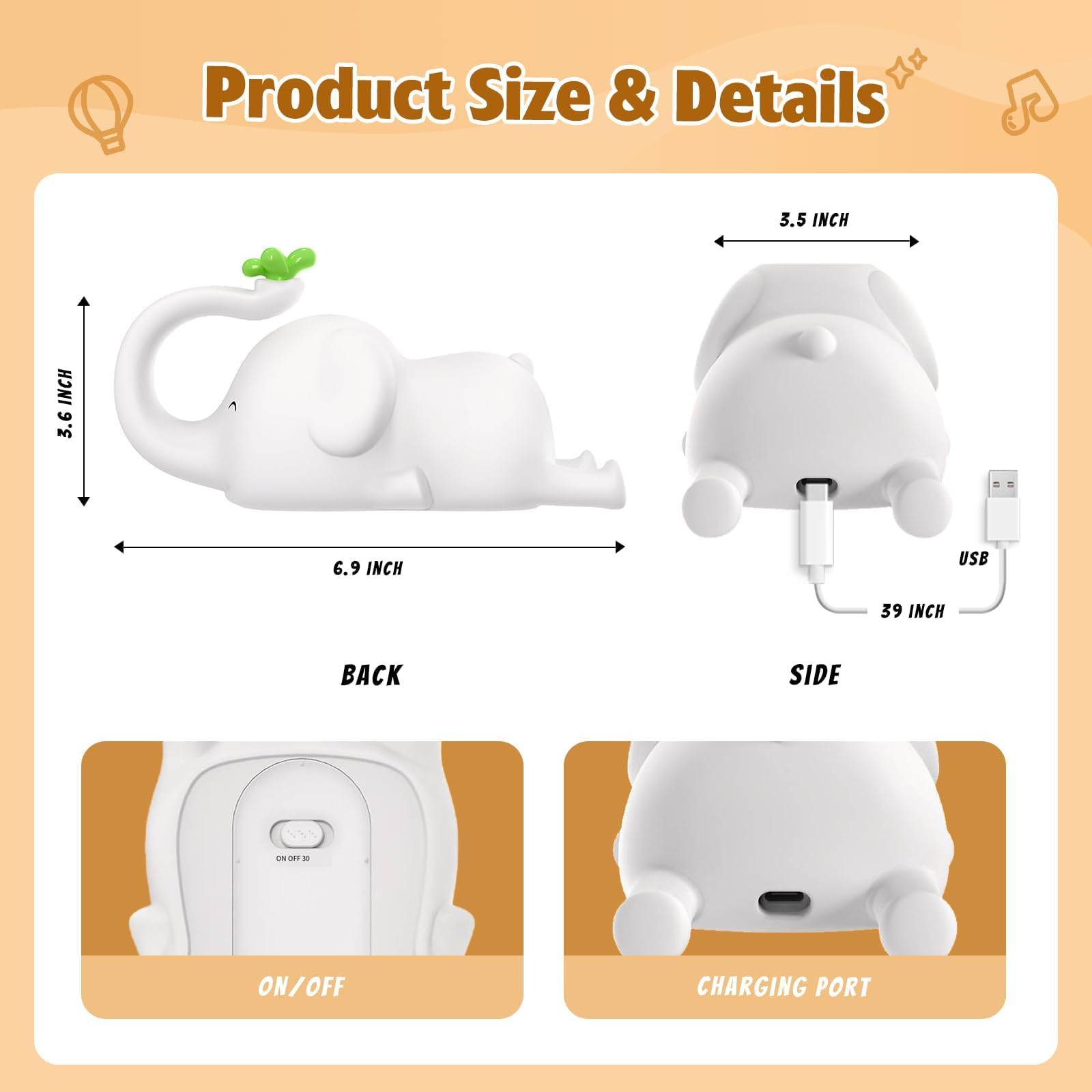 MAGOHMT Elephant Night Light suited for camping and dorms for cozy ambiance.