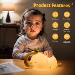 MAGOHMT Silicone Elephant Night Light Type-C charging keeps power ready.