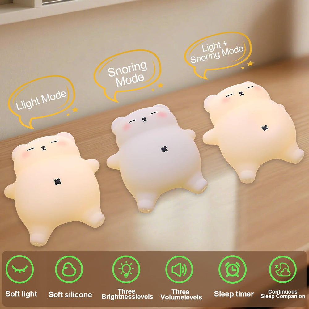 MAGOHMT squishy night light bear auto-off timer helps energy-saving bedtime routine