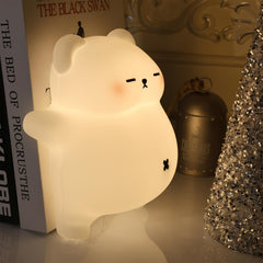 MAGOHMT squishy night light bear tummy movement shown, soothing visual cue for child relaxation