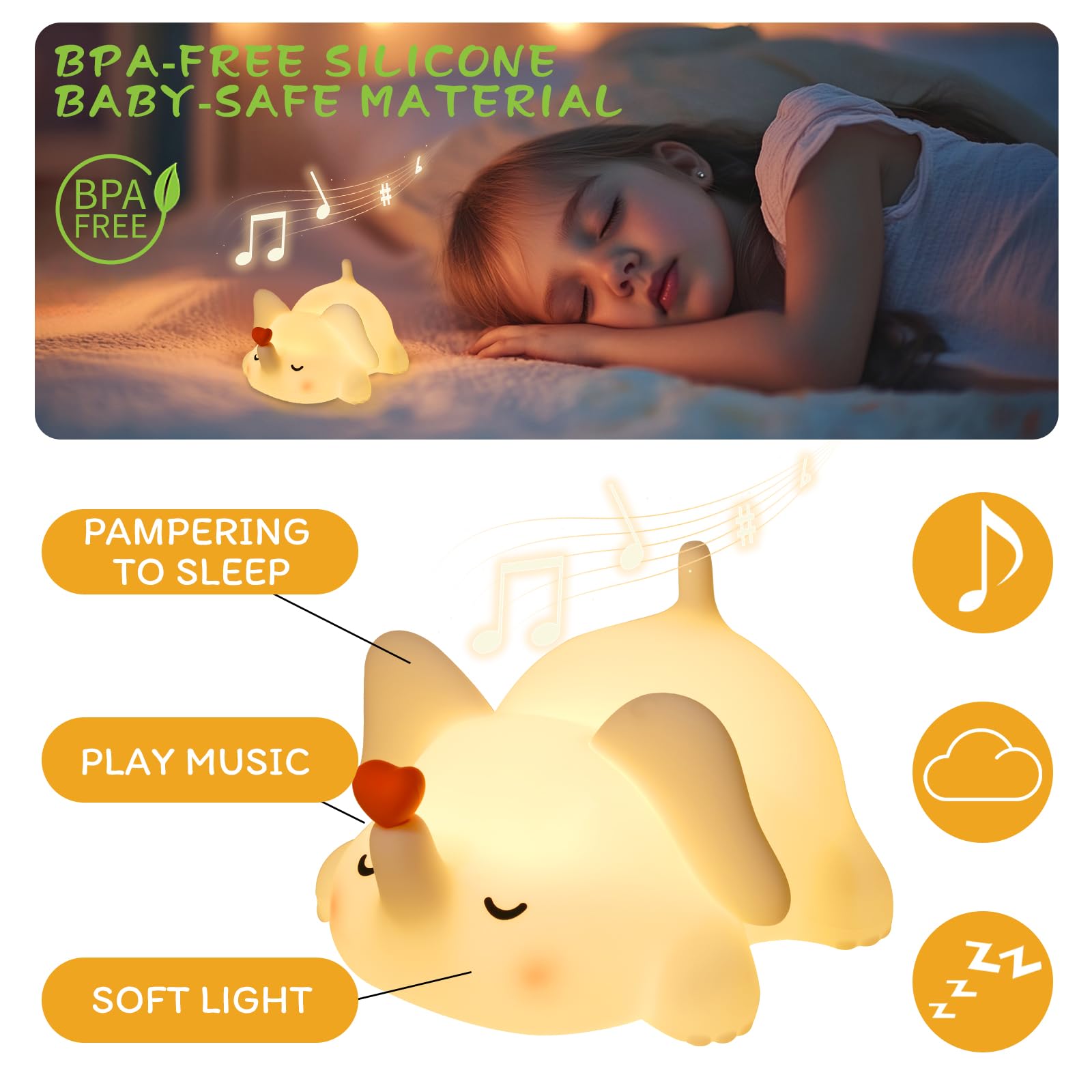 MAGOHMT USB rechargeable night light for cordless setup during middle-of-night feeds.