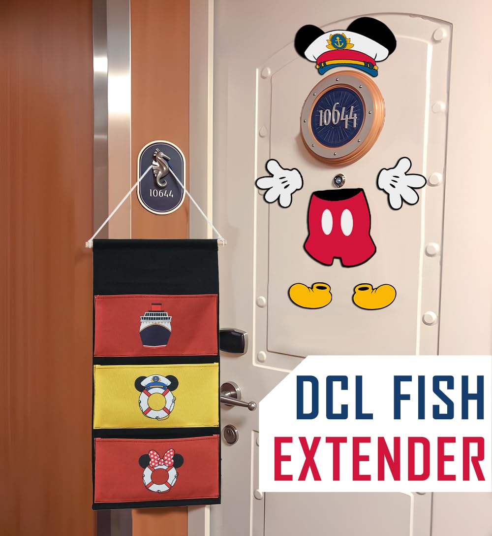 Magopera DCL door hanger in use on cabin door with gifts