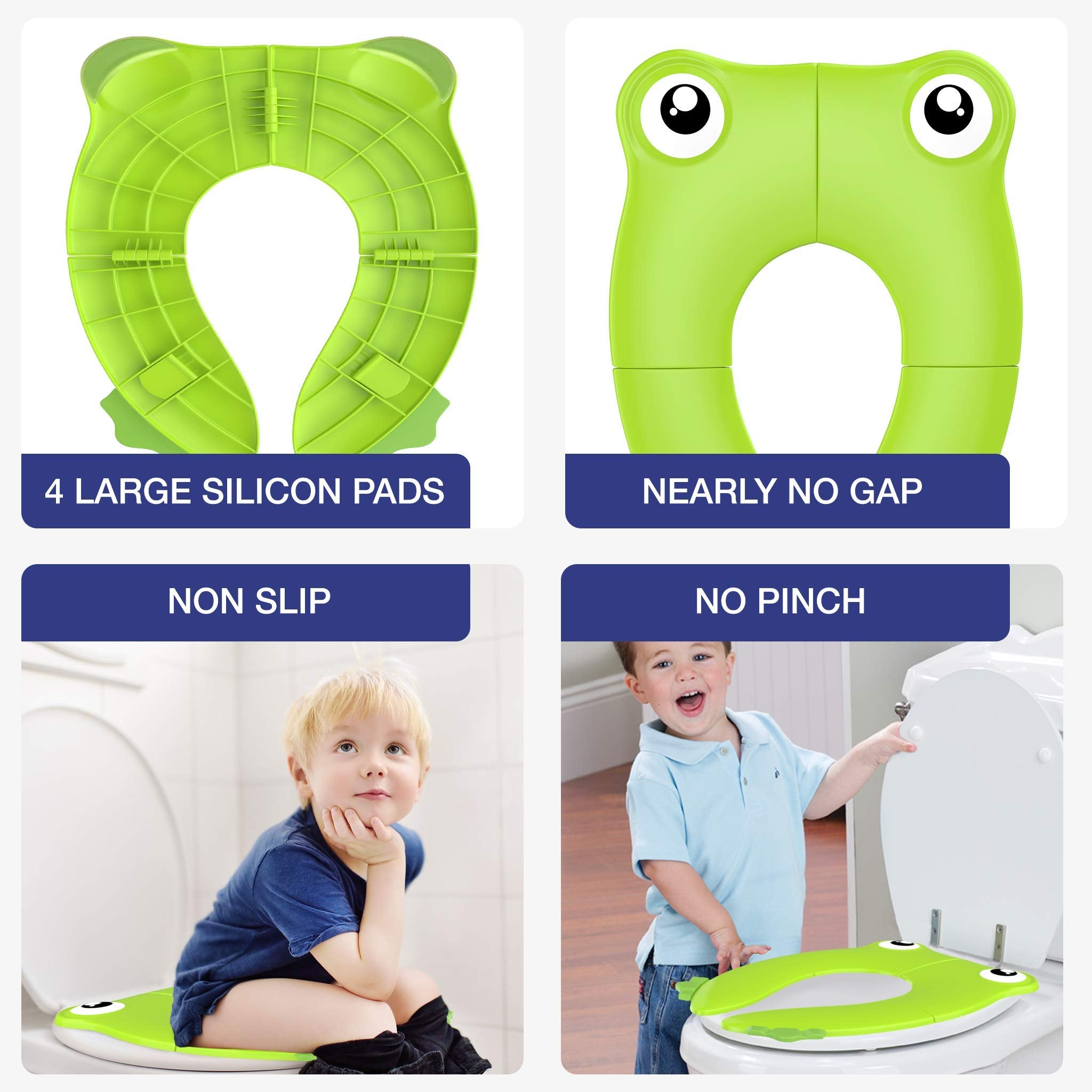 MAGTiMES Portable Folding Potty Seat for Kids – Non-Slip Silicone, Travel Green