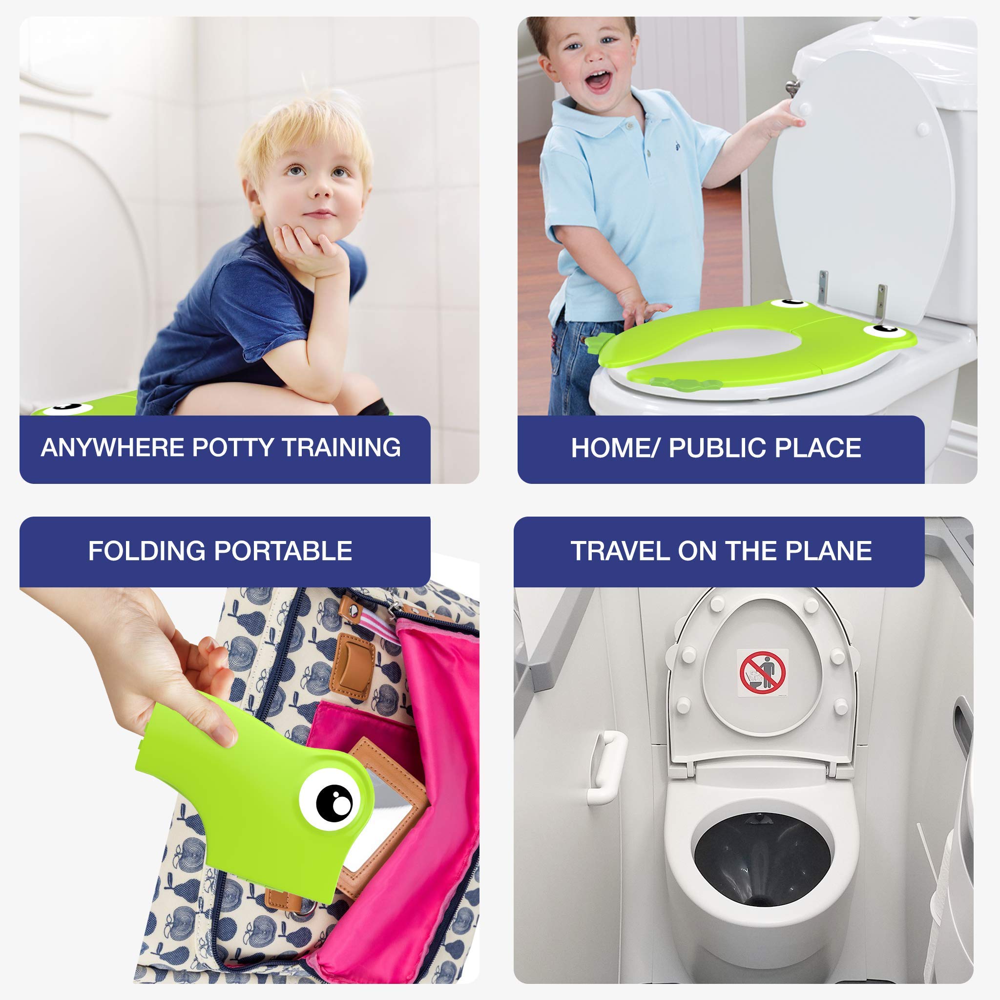 MAGTiMES Portable Folding Potty Seat for Kids – Non-Slip Silicone, Travel Green