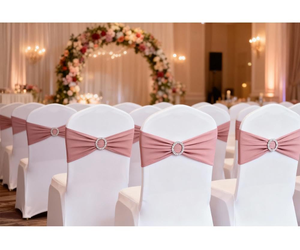 Magtowne dusty rose sashes packaged for easy event setup.