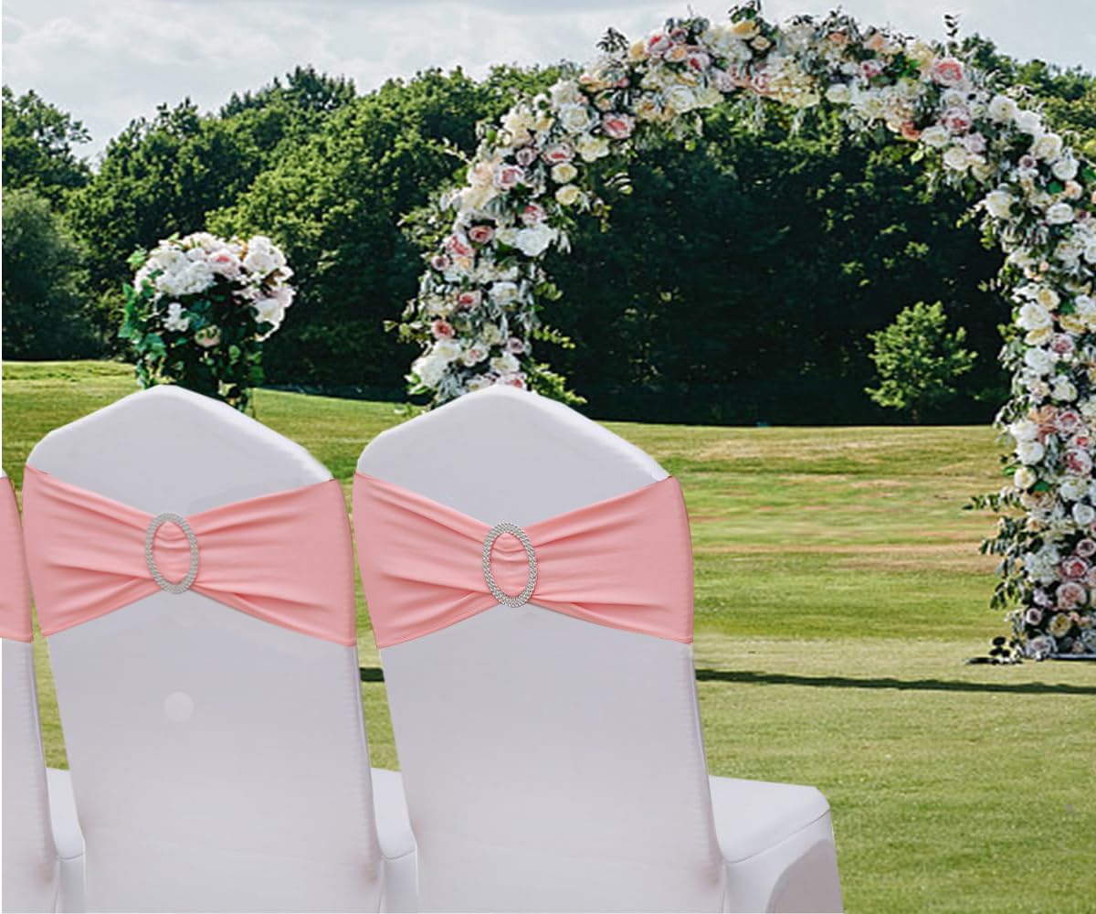 Washable and reusable Magtowne dusty rose chair sashes for future celebrations.