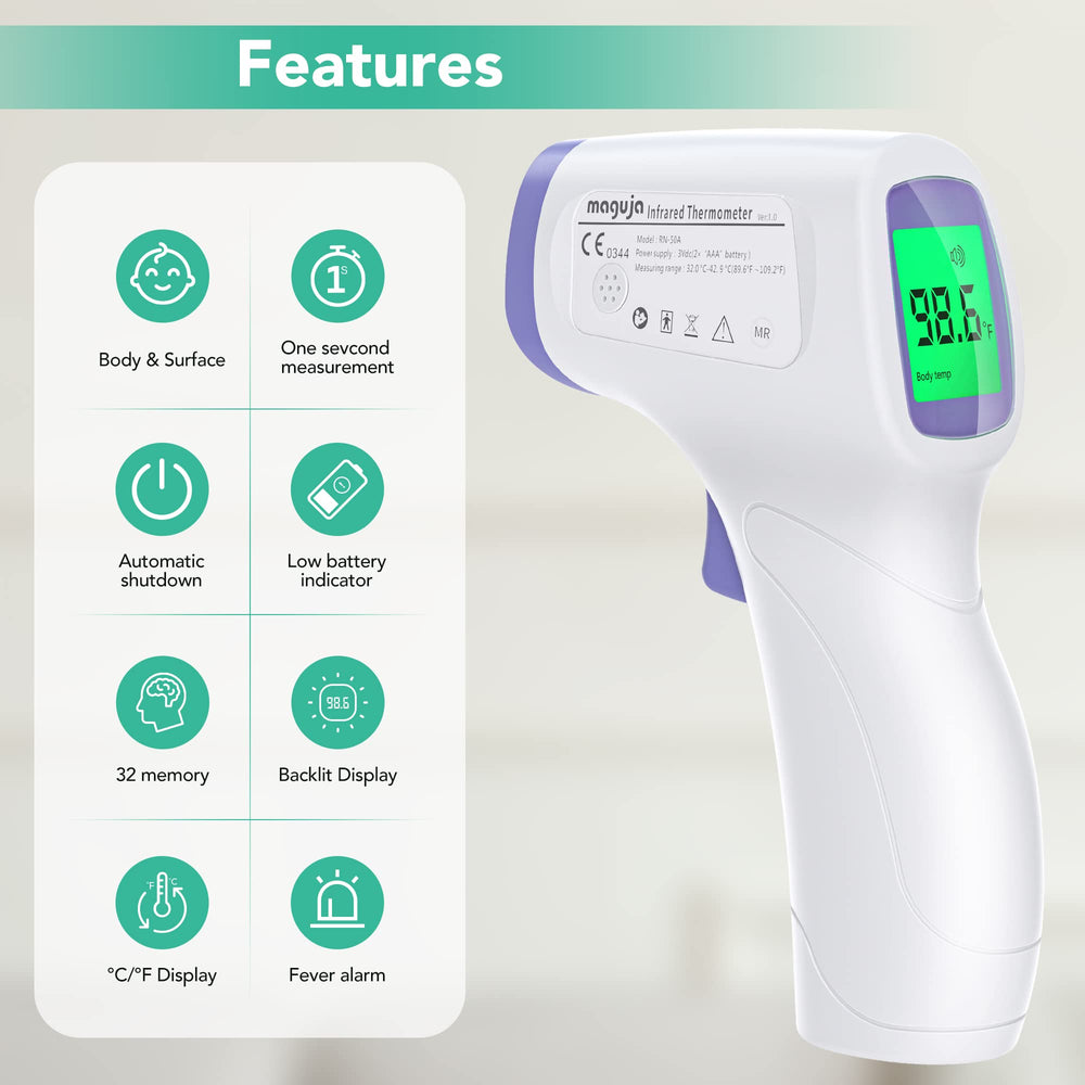 maguja forehead thermometer LCD backlight aiding nighttime readings for kids
