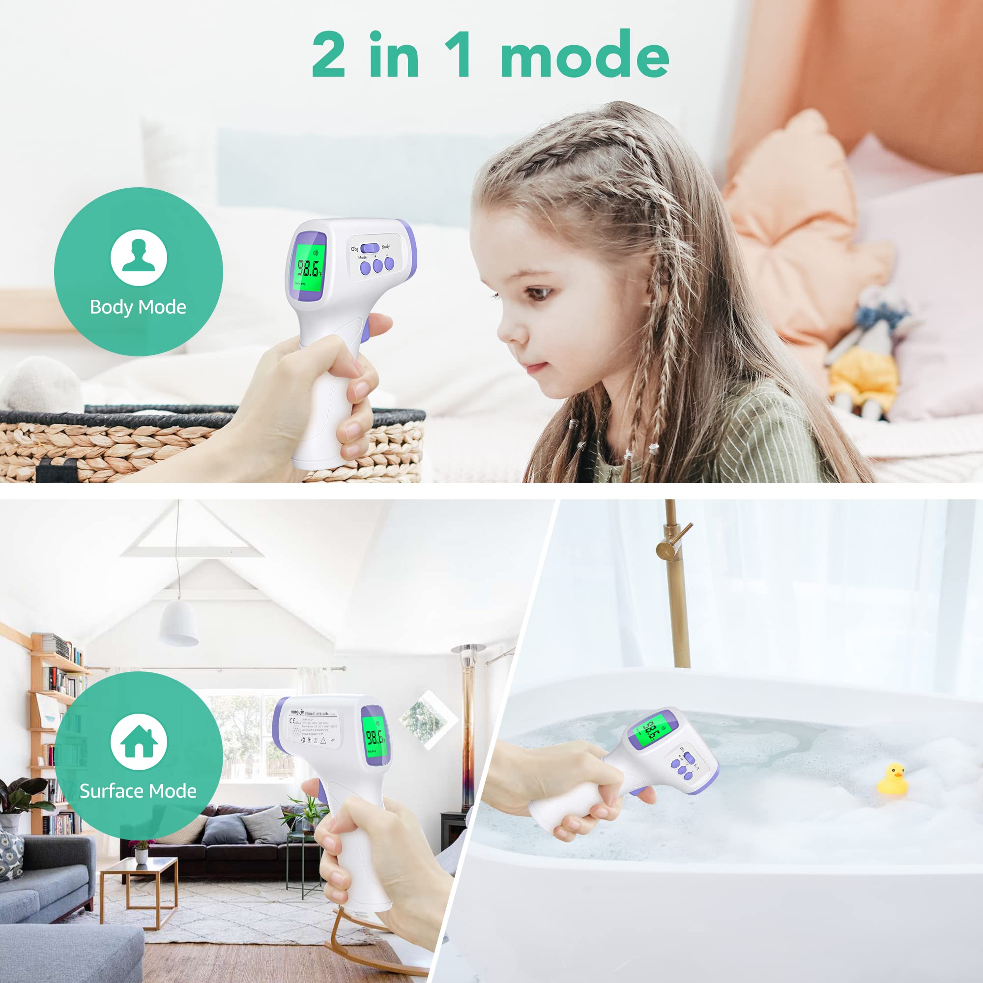 maguja thermometer memory stores up to 40 readings for family temperature history