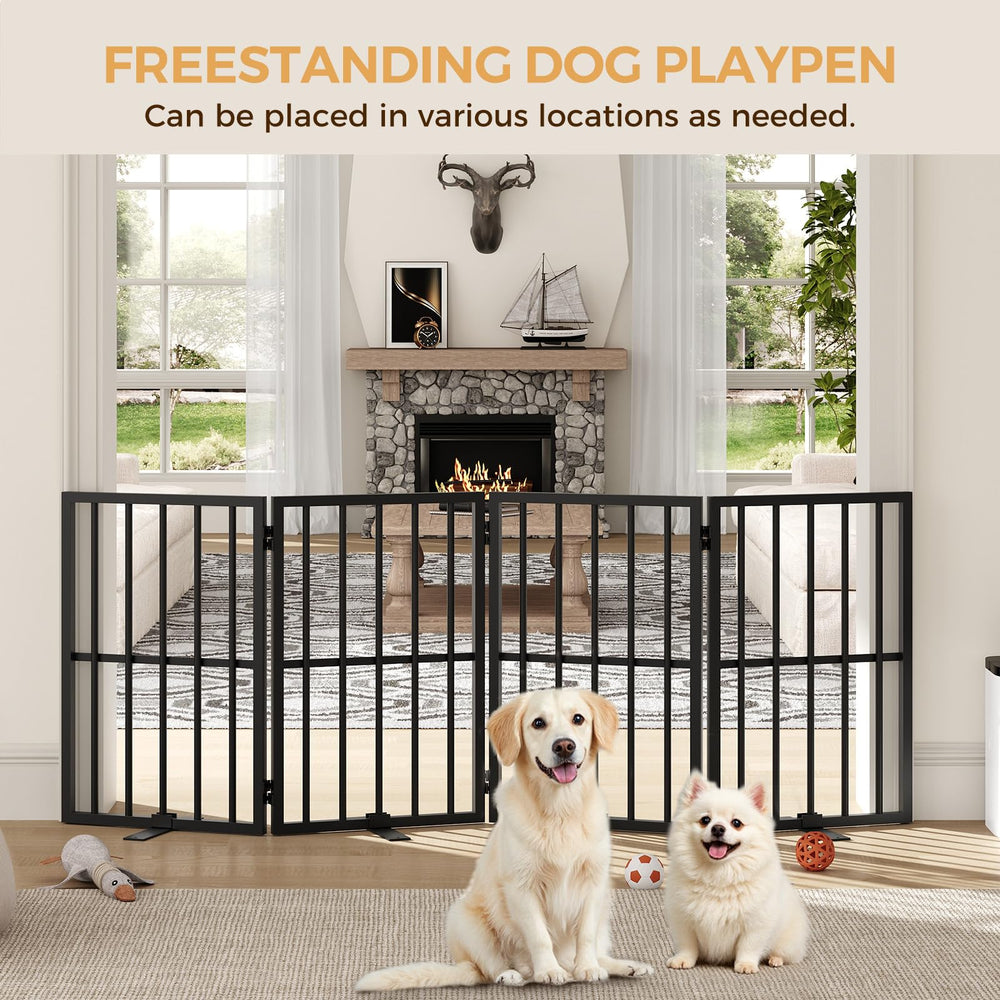 MAHANCRIS dog gate 4-panel metal hinges for durable everyday use