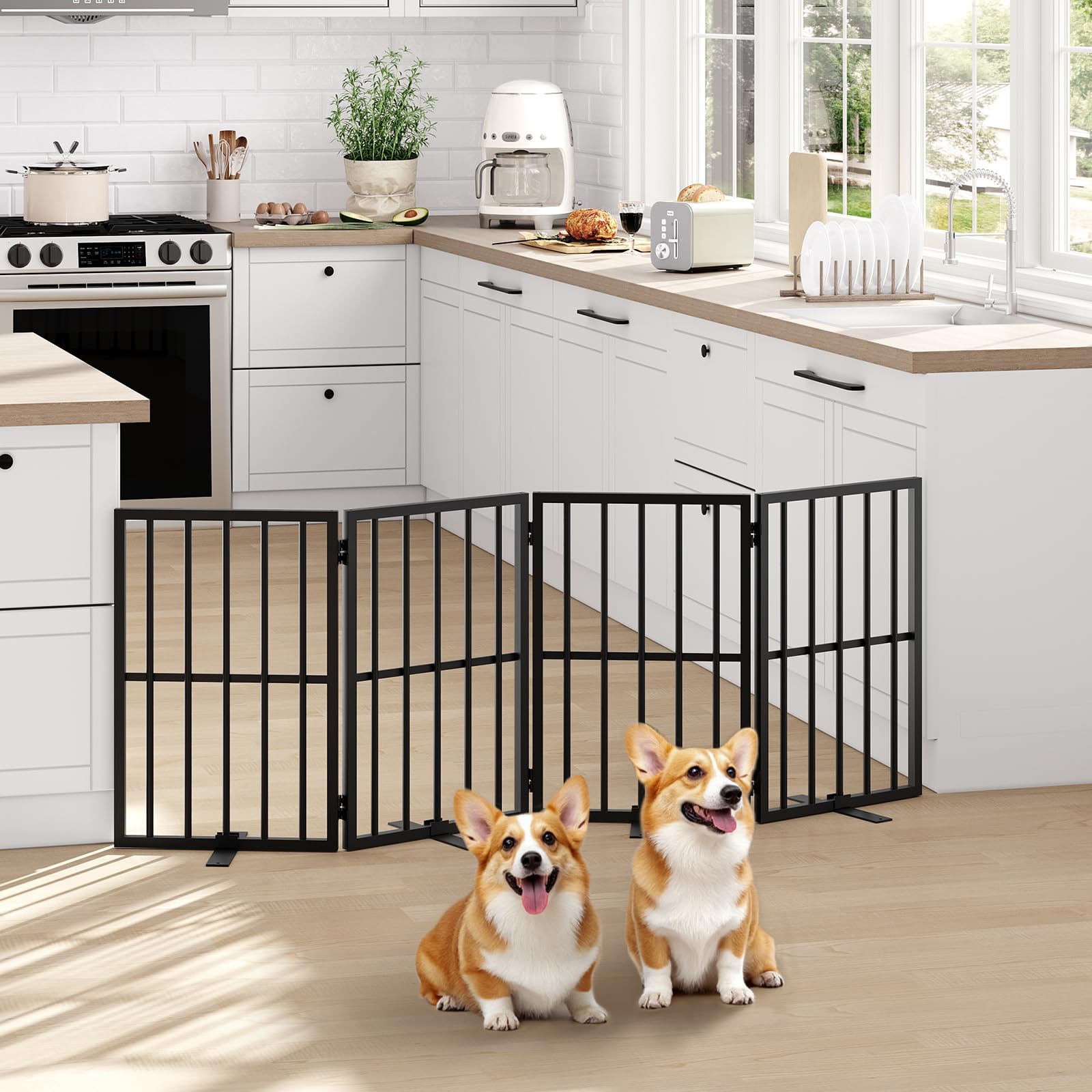 MAHANCRIS dog gate dimensions 64-6w-23-6h provides wide doorway coverage