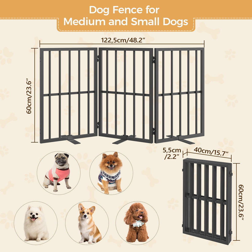 MAHANCRIS dog gate staircase use shows freestanding stability and easy access.