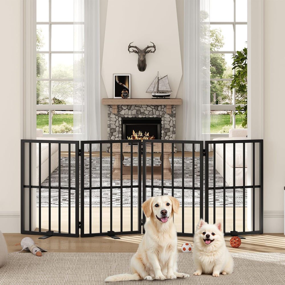 MAHANCRIS dog gate unfolded-setup shows freestanding use for doors and stairs