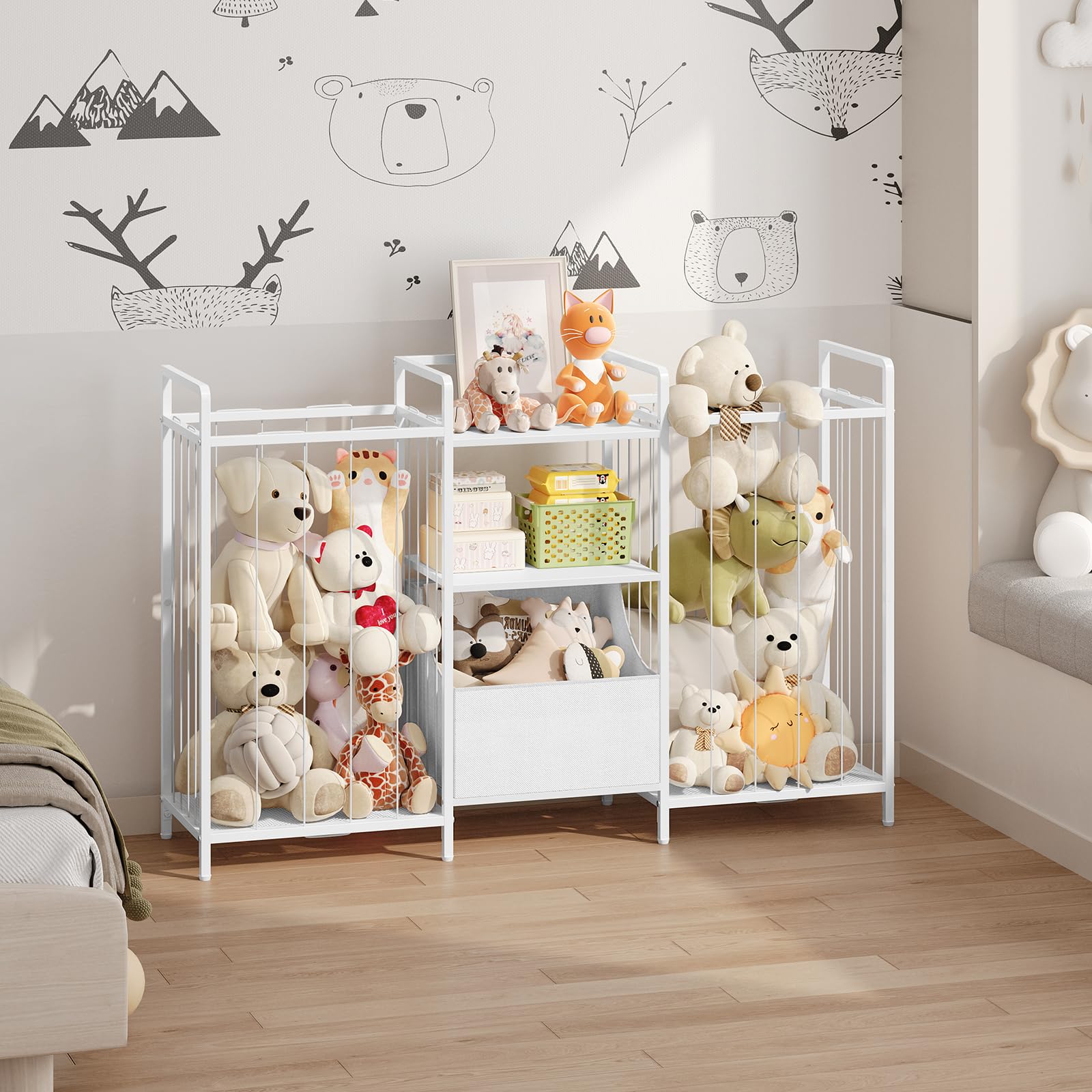 MAHANCRIS toy storage bookshelf keeps books accessible, encouraging independent cleanup.