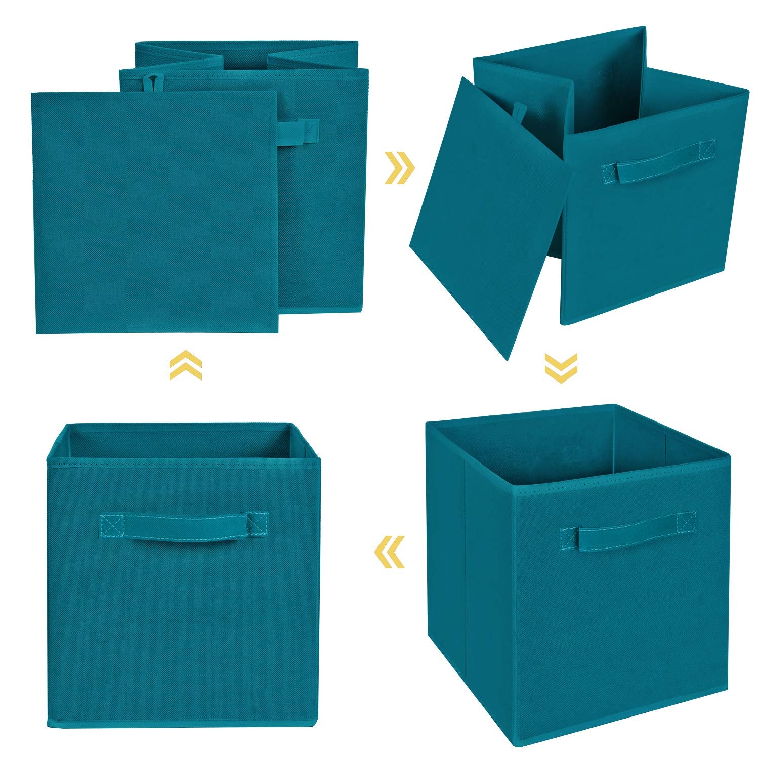 MaidMAX teal storage bin bottom insert demonstrated for shape support